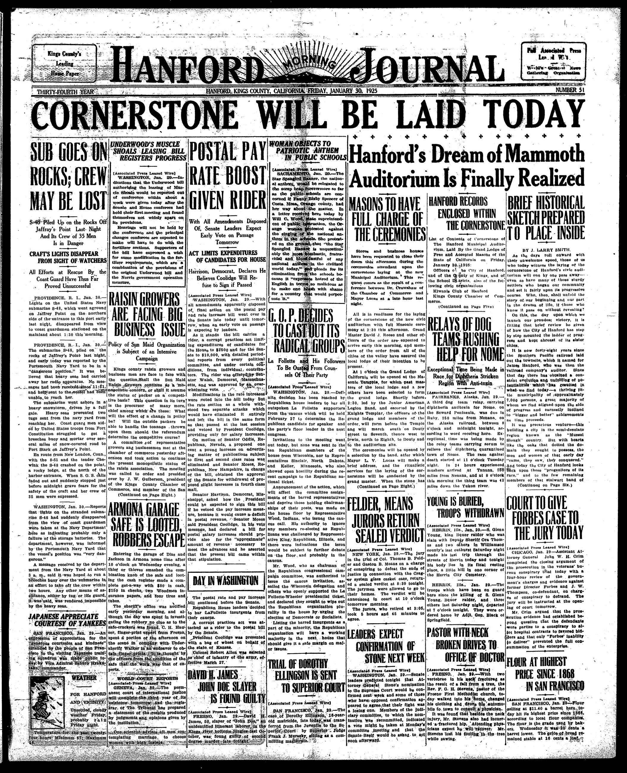 Month JANUARY Issue Date JANUARY 30 1925 page 1